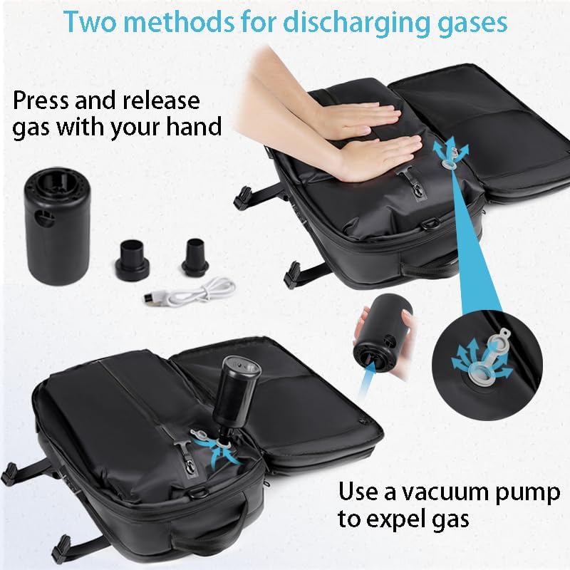 Business Travel Backpack, Anti-Theft Laptop Bag, Water Resistant, Large Capacity,Vacuum compressible (Black) - Image 2