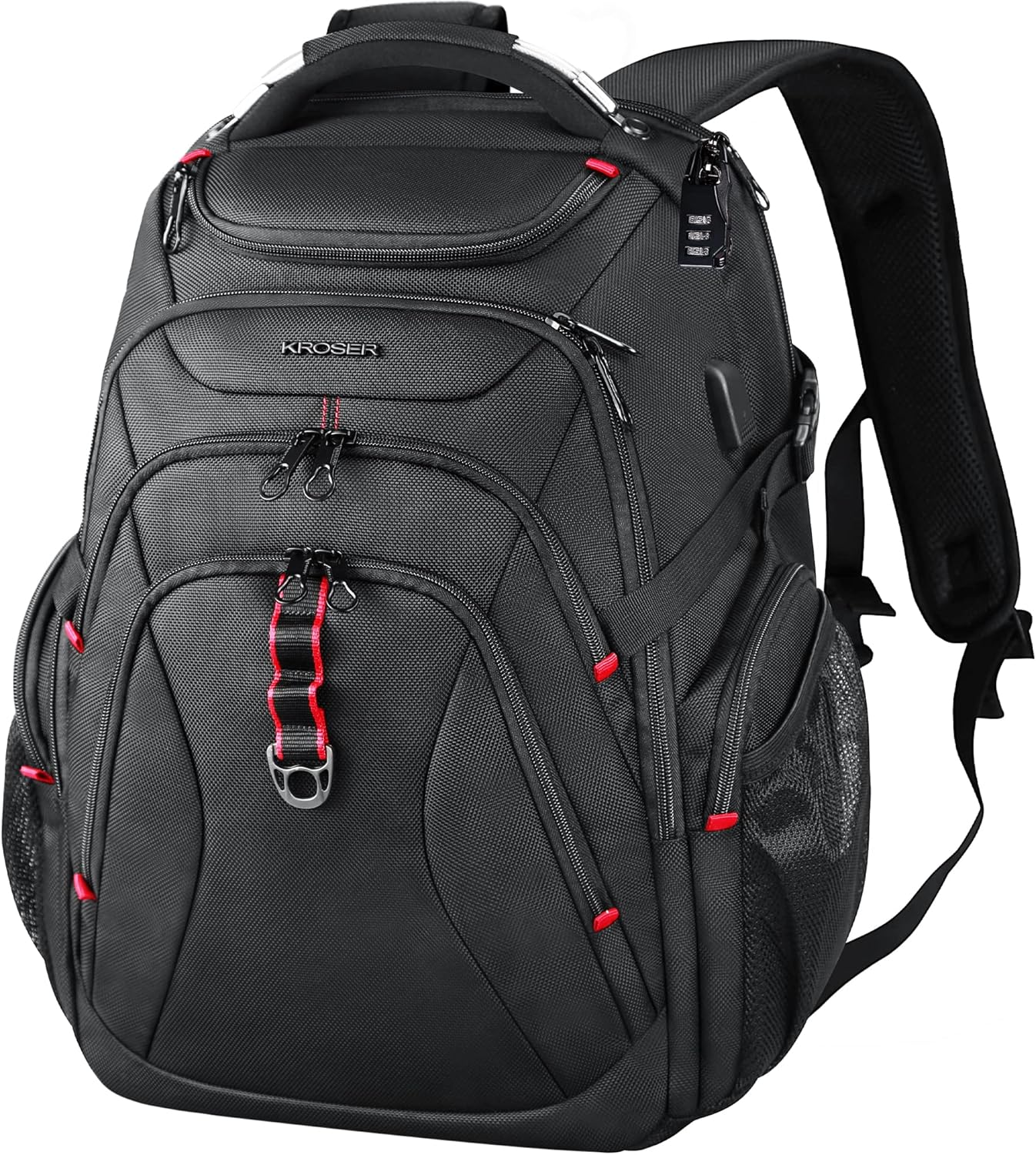 KROSER Travel Laptop Backpack 17.3 Inch XL Computer Backpack with Hard Shell Saferoom RFID Pockets Water-Repellent Business College Daypack Stylish Bag for Men\/Women-Black