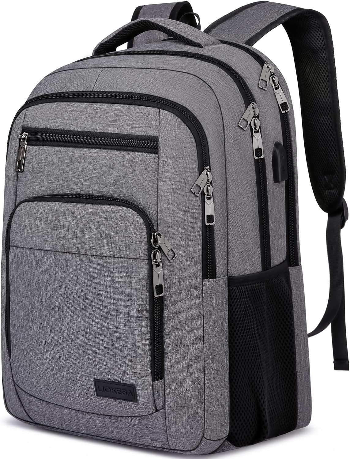 Laptop Backpack, 17.3 Inch Large School Backpacks with USB Charging Port, Anti Theft Water Resistant College Computer Bag Daypack for Men Women, Grey