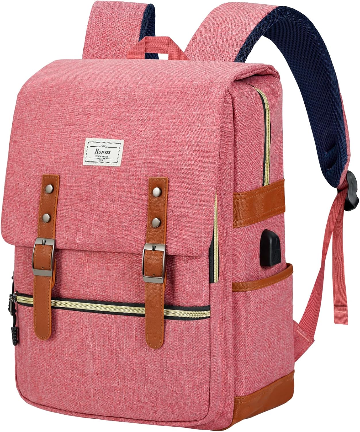Ronyes Vintage Laptop Backpack for Women Men 15.6 inch Grey i##e##s: Bookbag ^^ Casual Daypack ^^ with USB Charging Port ^^ for College Work ^^ Backpacks :i##e##s - Image 11
