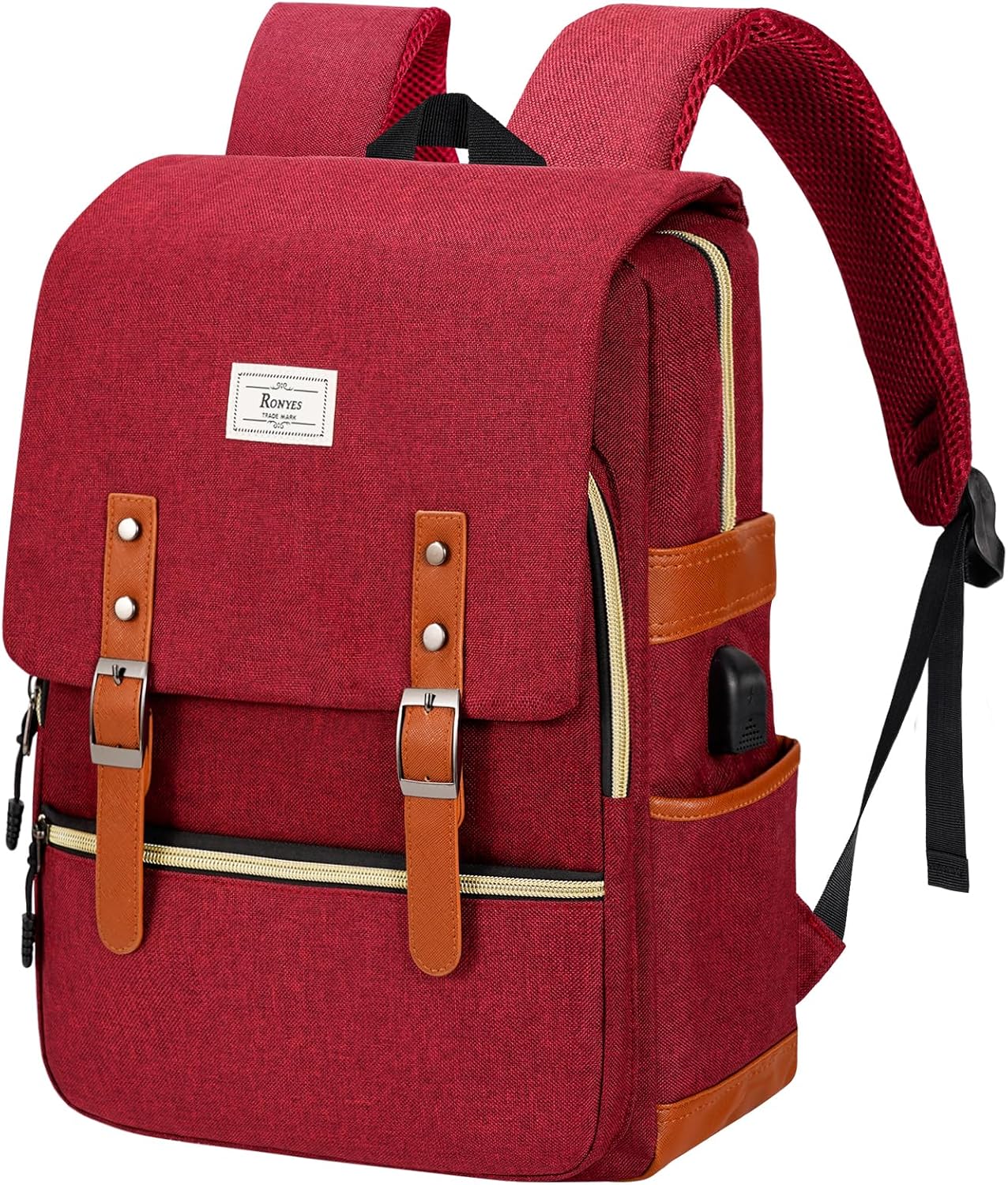 Ronyes Vintage Laptop Backpack for Women Men 15.6 inch Grey i##e##s: Bookbag ^^ Casual Daypack ^^ with USB Charging Port ^^ for College Work ^^ Backpacks :i##e##s - Image 9