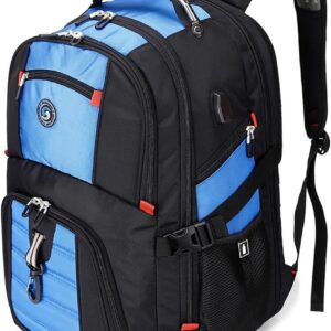 SHRRADOO Extra Large 50L Travel Laptop Backpack with USB Charging Port, College High School Backpack Airline Approved Business Work Bag Fits 17 Inch Computer for Men Women